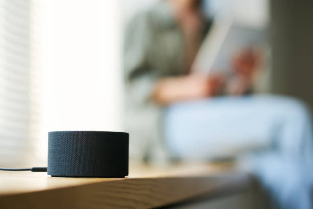istock Using smart speaker to listen to music or news 1496295985