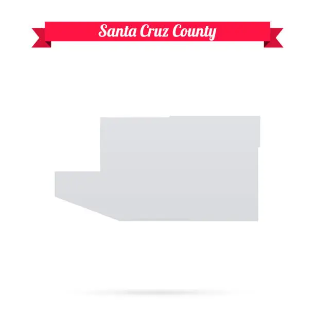 Vector illustration of Santa Cruz County, Arizona. Map on white background with red banner