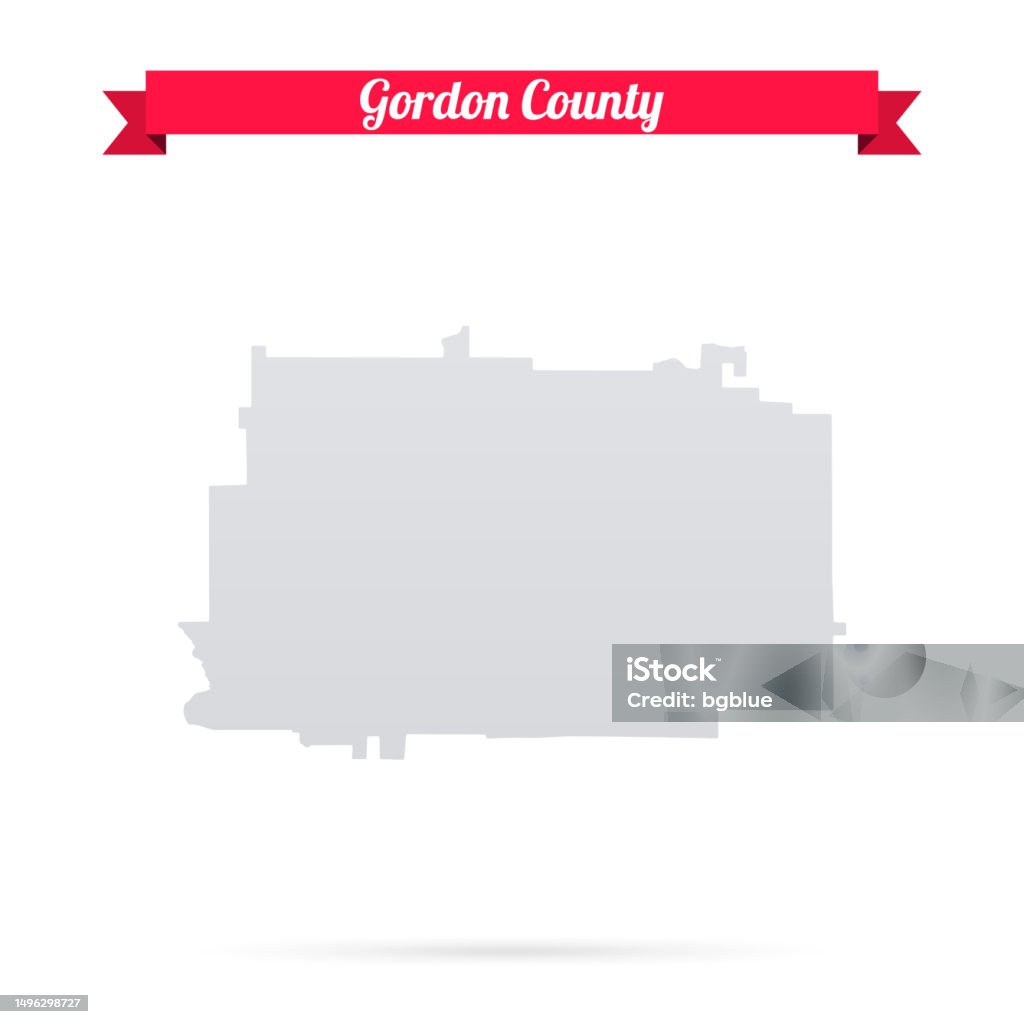 Gordon Map Icon Gordon County Georgia Map On White Background With Red Banner Stock ...