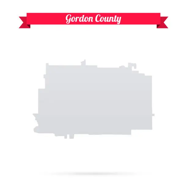 Vector illustration of Gordon County, Georgia. Map on white background with red banner