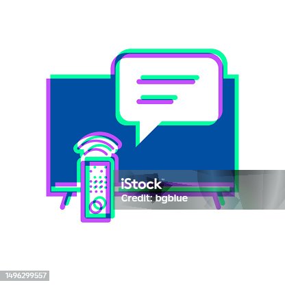 istock TV with speech bubble. Icon with two color overlay on white background 1496299557