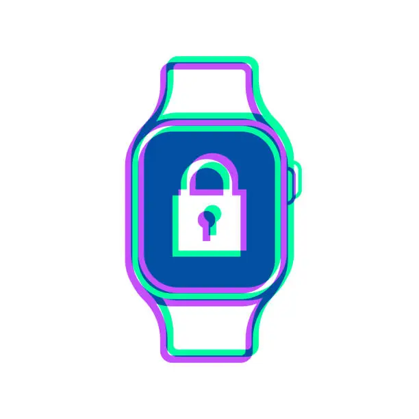 Vector illustration of Smartwatch with padlock. Icon with two color overlay on white background