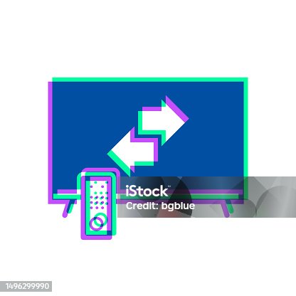 istock Transfer with TV. Icon with two color overlay on white background 1496299990