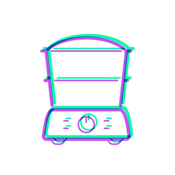 Vector illustration of Food steamer. Icon with two color overlay on white background