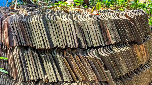 istock Piles of used clay tiles 1496301307