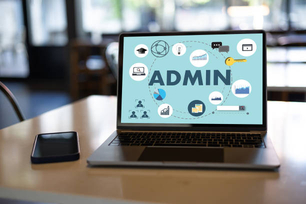 istock Office Business admin word in office assistant marketing on laptop 1496301446