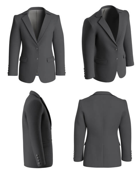 istock Man suit. Isolated. Jacket from four sides. Grey Suit 1496302340