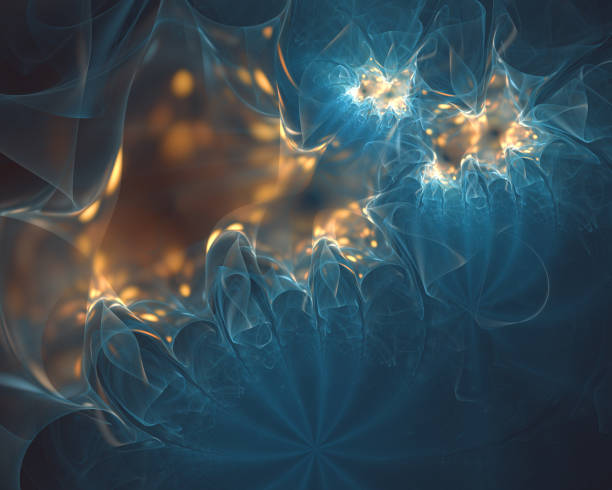 istock Bioluminescent creatures concept. Abstract fractal art background. 1496305095