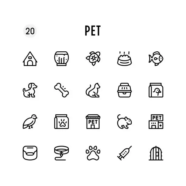 Vector illustration of Pet Line Icon Set. Editable Stroke. Pixel Perfect.