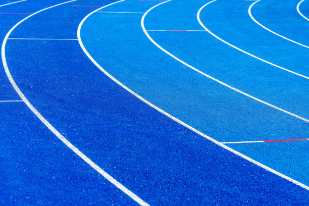 Full frame shot of blue running track