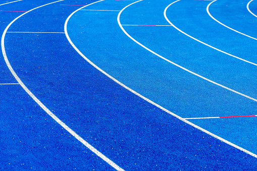 Full frame shot of blue running track, Berlin Charlottenburg