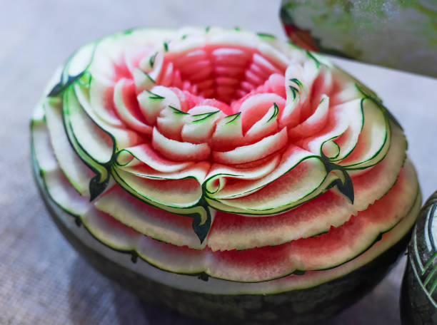 istock example of watermelon carving with patterns as flower petals 1496308378