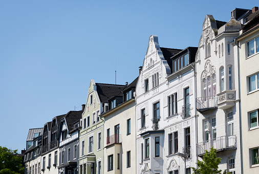 Row of old townhouses, Düsseldorf, Germany.