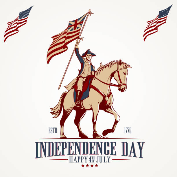 ilustrações de stock, clip art, desenhos animados e ícones de independence day, happy 4th july logo illustration - patriotic awareness