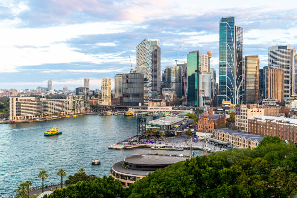 ville de sydney vue sur le port - opera house sydney australia australia bay photos et images de collection