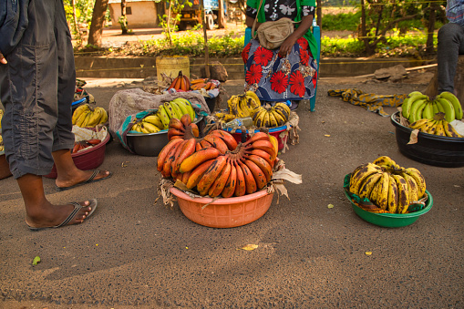 Red bananas at a market in Tanzania