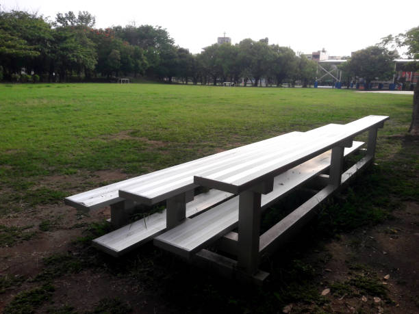 istock Sturdy steel galvanized portable bleachers in the field 1496312959