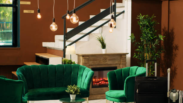 istock Hotel lounge area with luxurious couch 1496314901