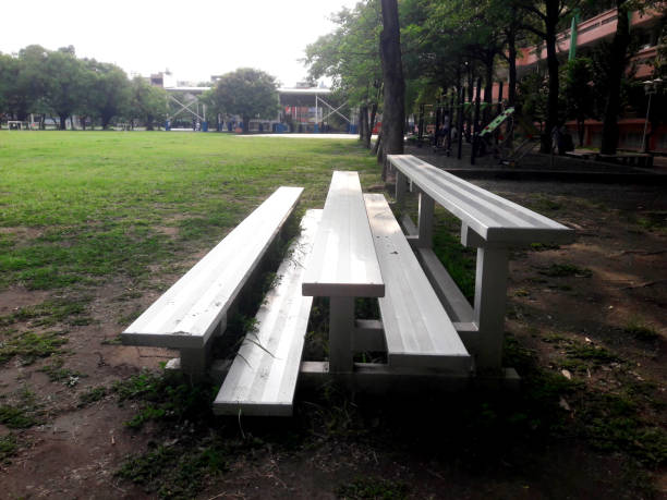 istock Sturdy steel galvanized portable bleachers in the field 1496316997
