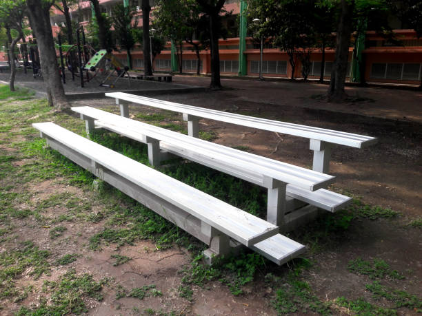 istock Sturdy steel galvanized portable bleachers in the field 1496318752