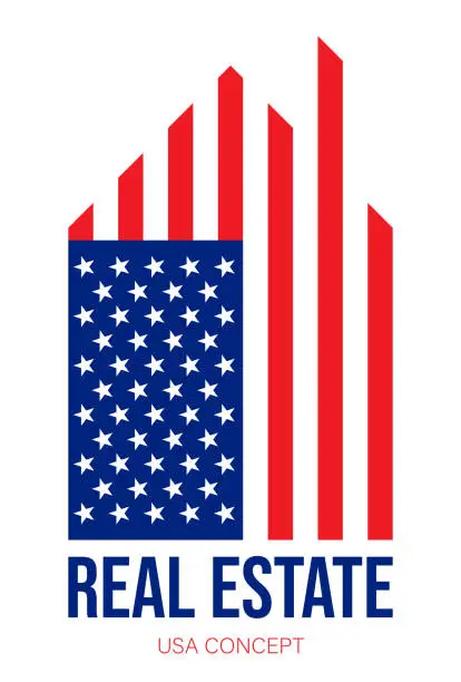 Vector illustration of USA Concept vector design template. Real estate icon. stock illustration