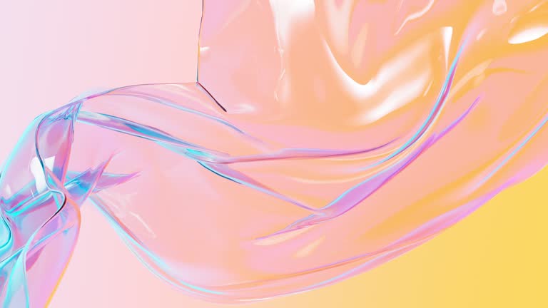 Abstract flowing transparent glass , 3d rendering.