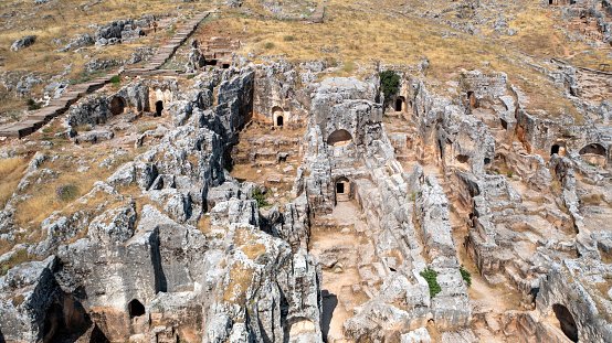 Pirin Ruins. Perre antik kenti, a small town of Commagene Kingdom. Necropolis. Adiyaman. Turkey stock photo