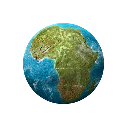 Earth with Africa map on white background. Africa day concept