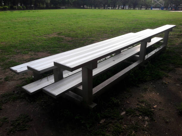 istock Sturdy steel galvanized portable bleachers in the field 1496321529