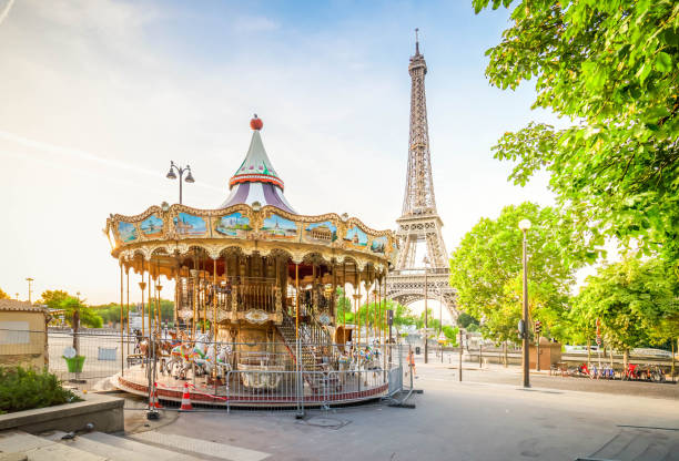 istock eiffel tour and from Trocadero, Paris 1496321698