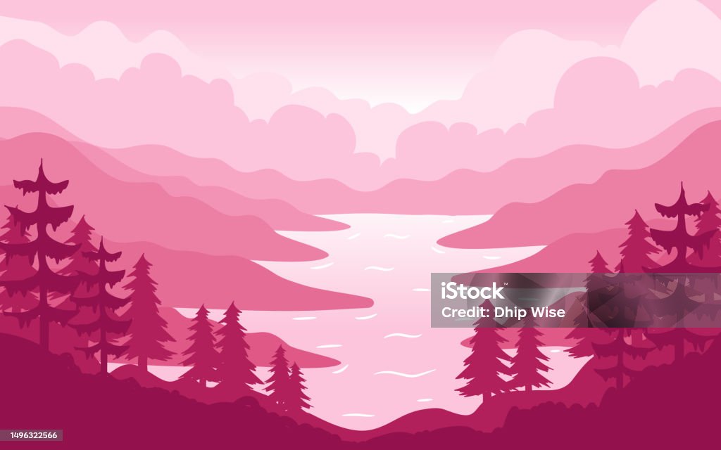 Simplistic Landscape Vector Vector Landscape Minimalist Modern Simple Aesthetic Natural Feel Stock ...