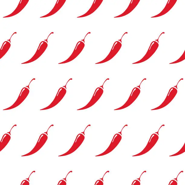 Vector illustration of Chilli pepper pattern on white background