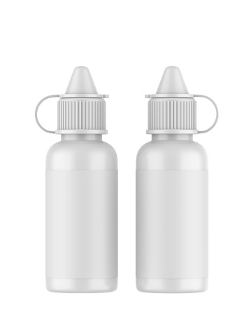 Eye drops or nasal spray closed bottle, realistic illustration isolated.