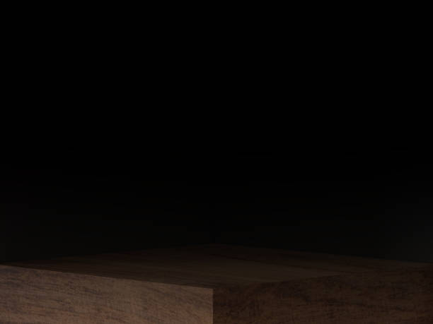istock 3D Black geometric stage podium. Dark background. 1496327282