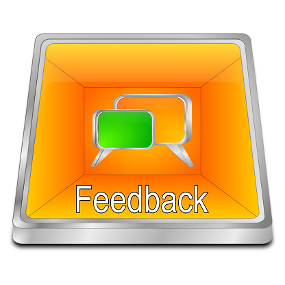 feedback button orange green - 3D illustration