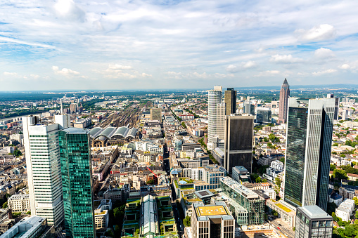 Skyline Frankfurt with main station in the background