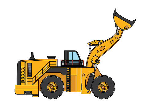 Vector illustration color children construction large wheel loader clipart by wordspotrayal