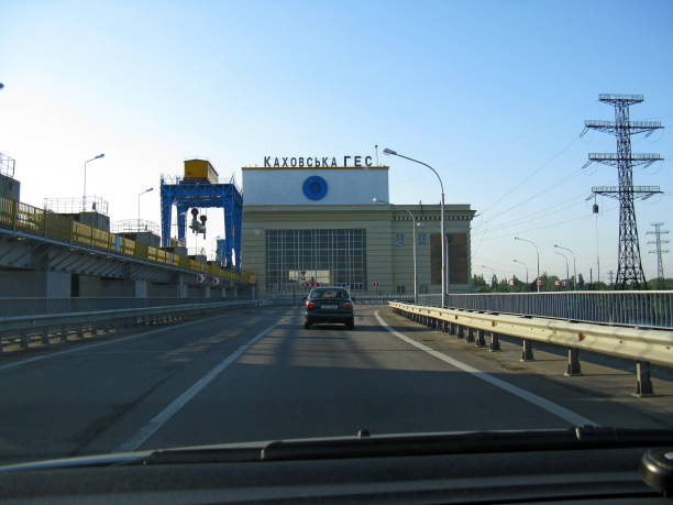 新しいカホフカ、ヘルソン地域、ウクライナ - 13-07-2008:カホフスカヤhpp。水力発電所。生態学。 - hydroelectric power station 写真 ストックフォトと画像