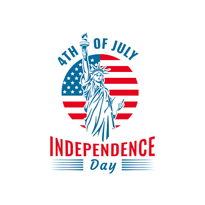 4th of July, United Stated independence day greeting, logo. July fourth in USA emblems. Vector logo.