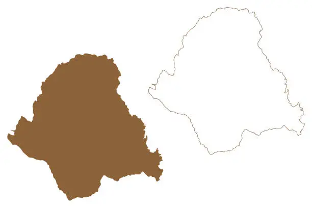 Vector illustration of Voitsberg district (Republic of Austria or Österreich, Styria, Steiermark or tajerska state) map vector illustration, scribble sketch Bezirk Voitsberg map