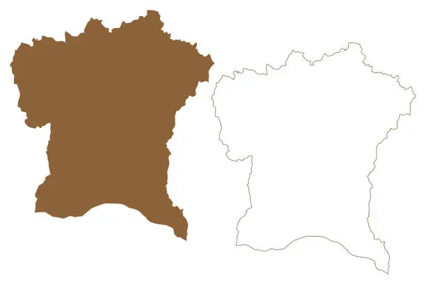 Vector illustration of Sudoststeiermark district (Republic of Austria or Österreich, Styria, Steiermark or tajerska state) map vector illustration, scribble sketch Bezirk Südoststeiermark map