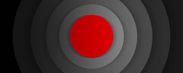 istock Concentric circles with shadows. Abstract dark background. Red in the center. Black circulars. Cut out paper. Vector graphic design 1496342140