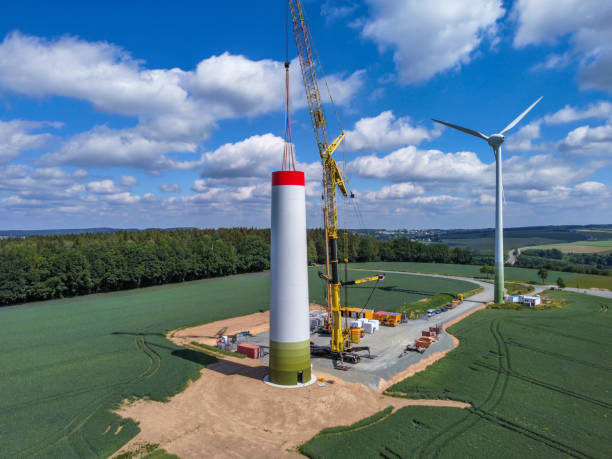istock Construction of a new wind turbine for wind energy 1496344566