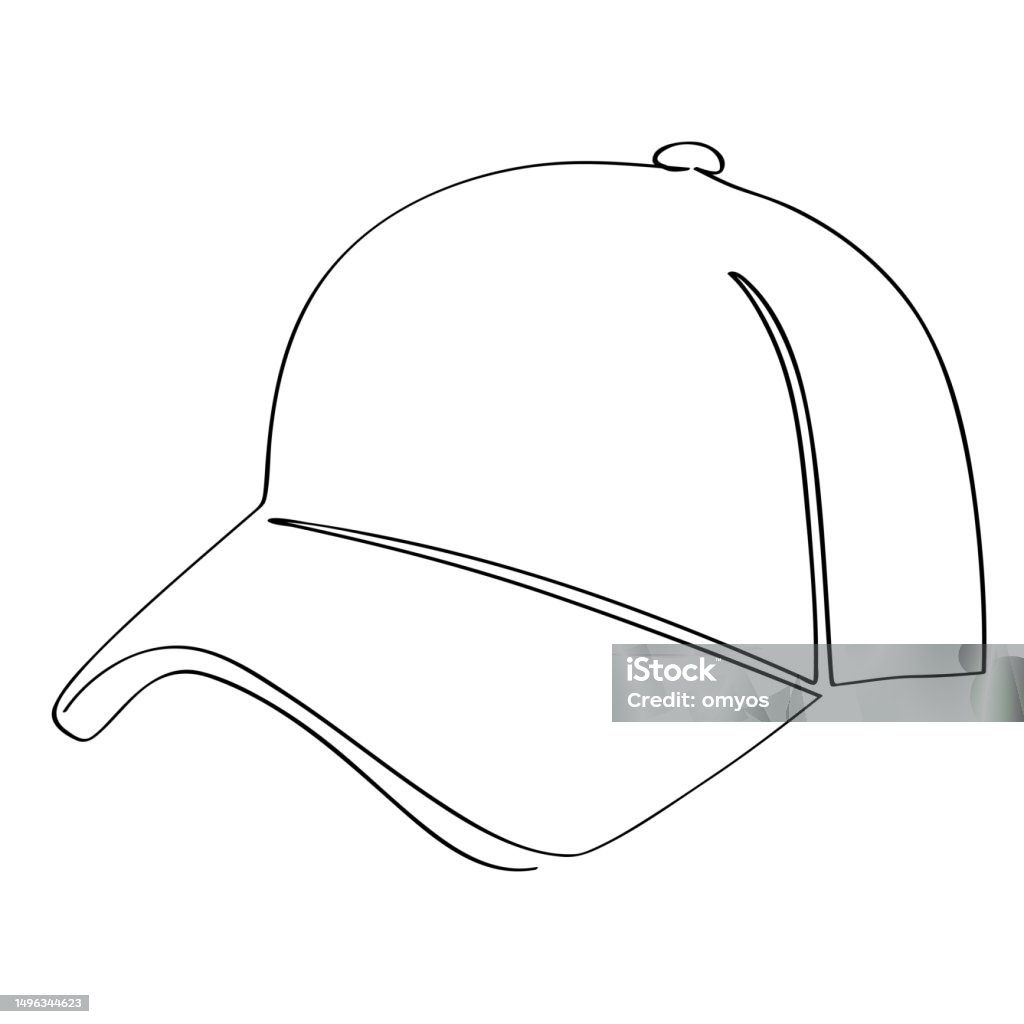 Hat Single Design Simple Vector Sketch Hat Single One Line Art Continuous Stock ...