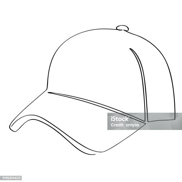 Hat Single Design Simple Vector Sketch Hat Single One Line Art Continuous Stock ...