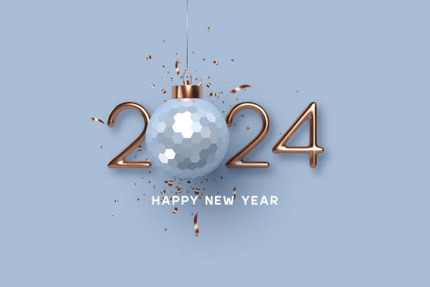 ilustraciones, imágenes clip art, dibujos animados e iconos de stock de tarjetas de felicitación de año nuevo 2024, volantes, carteles. - new years