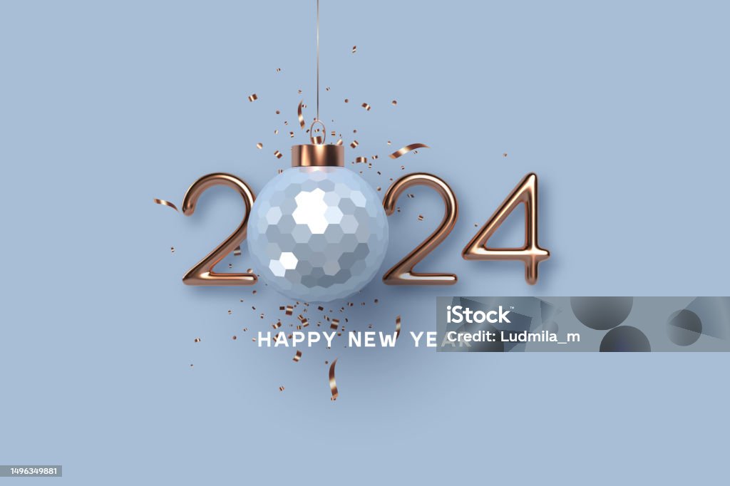 Kartki z życzeniami noworocznymi 2024, ulotki, plakaty. - Grafika wektorowa royalty-free (Sylwester)