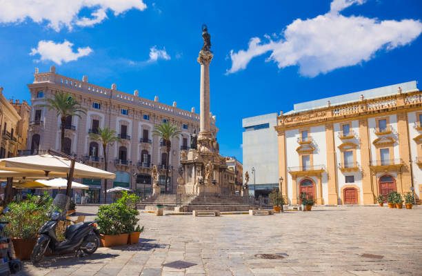 istock Saint Domenico square (Piazza San Domenico) in Palermo - Sicily, Italy 1496355018