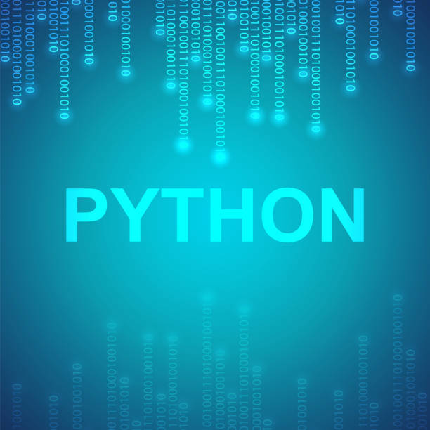 Python バイナリ コード。Python 言語ソフトウェアのコーディング ベクターアートイラスト