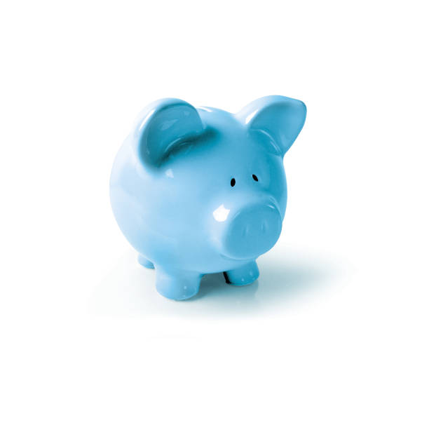 istock Blue optimistic piggy bank 1496358581